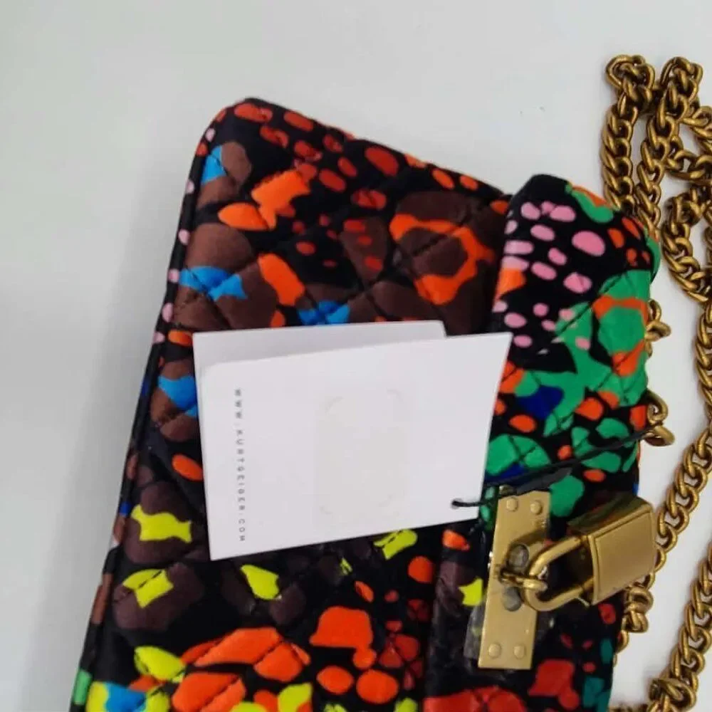 Kurt Geiger London Brixton Velvet Colorful Shoulder Bag with chain Straps NWT!